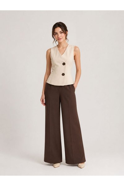 LADYSAN STUDİO Yelek ve Pantolon Keten Takım