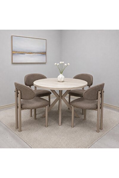 ROYALİSA TABLE CHAİR LOTUS CAPPUCCINO YUVARLAK MASA TAKIMI