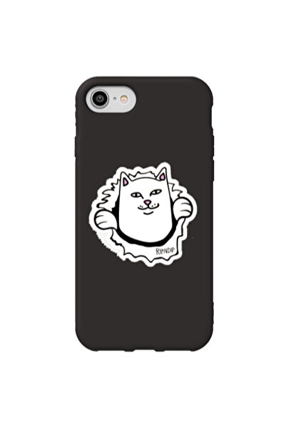 Other Apple iPhone SE 2020 White cat Black Colored Silicone TPU Θήκη