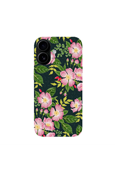 Other Apple Iphone 16 plus Pink flowers green laves Transparent Silicone TPU ...