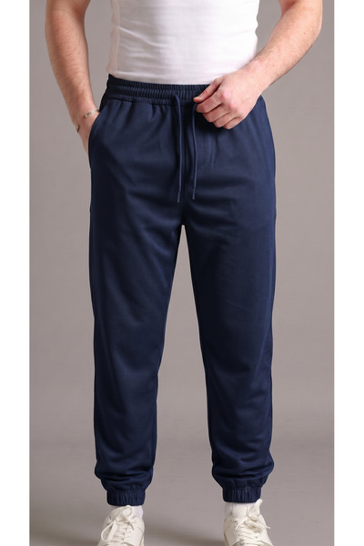 BETES Pantaloni de parașutism bleumarin pentru bărbați, cu buzunare și tiv el...