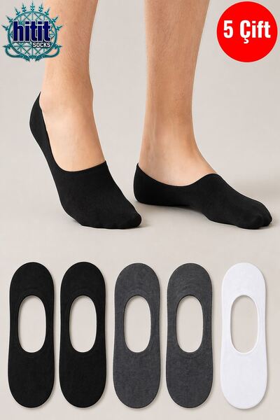 Hitit Socks Men's 5 Pairs of Invisible Ballerina Socks, Non-Slip, Anti-Sweat,...