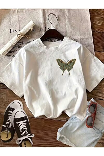 PAVRO Unisex Άνετο T-shirt με μικτό σχέδιο και στάμπα