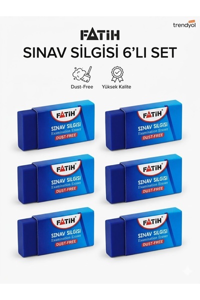 Fatih Sınav Silgisi Mavi Dust-Free Toz Bırakmaz 6'lı Avantaj Paketi