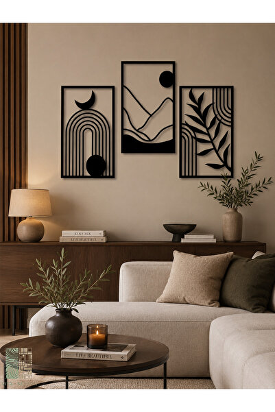 vita Modern Minimalist Ahşap Duvar Tablosu 3’lü Set