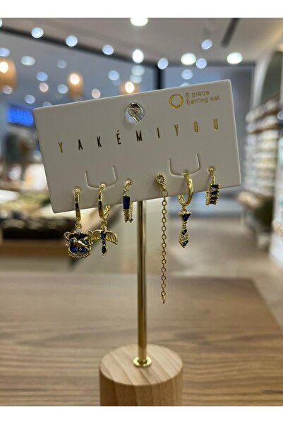 nunu takı Yakemiyou Blue Stone Six-Piece Earrings