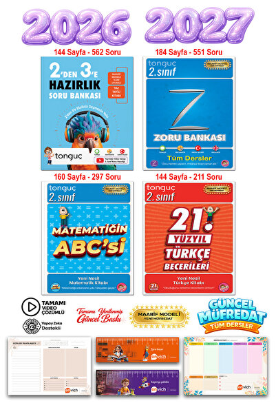 Tonguç Yayınları 3. Sınıf 2 den 3 e Hazırlık Yaz Tatili Tekrar Seti Maarif Mo...
