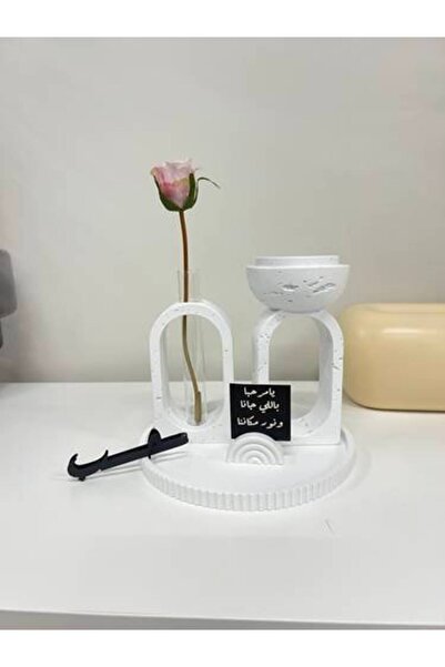 bity thok White Welcome Incense Burner Set with Vase and Tongs