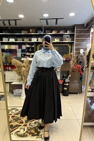 HÜMEYRA BUTİK تنورة بحزام خصر منسوج
