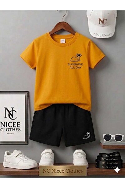 NC Nicee Clothes LETNJA DEČJA MAJICA I KRATKE HLAČE UNISEKS (CRNE SA ŠTAMPOM ...
