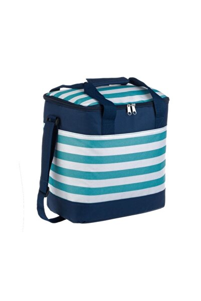 OEM Geanta Izoterma Bleu Turcoaz cu Dungi 28x18x30cm - 15lt, Ideal pentru Uti...