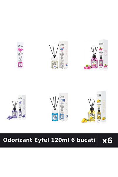 Eyfel Set 6 Odorizante Camera Betisoare - 6 Arome Asortate, 120ml Parfum