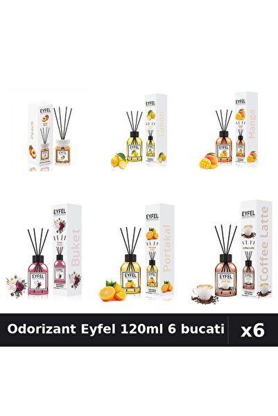 Eyfel Set 6 Odorizante Camera Betisoare - 6 Arome Asortate, 120ml Parfum
