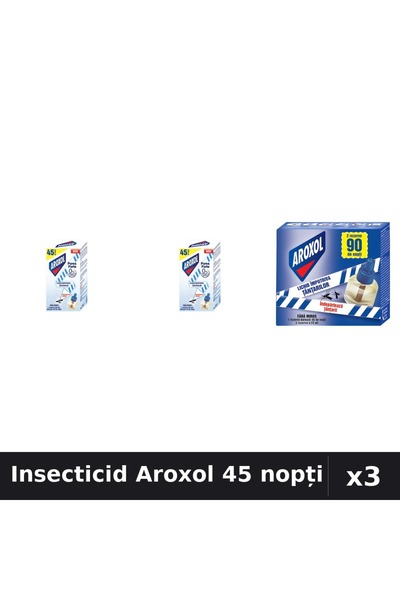 Aroxol Set 3 Aparat Electric Insecticid 45 Nopți - Protecție Anti-Insecte Efi...