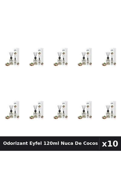 Eyfel Set 10 Odorizant Camera Betisoare Nuca De Cocos 120ml - Parfum Intens