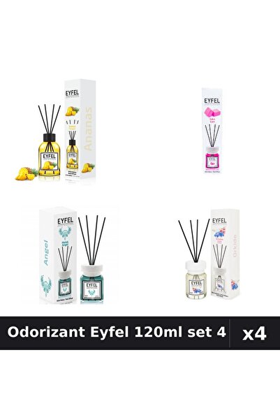 Eyfel Set 4 Odorizant Camera Betisoare 120ml - Ananas, Bubble Gum, Angel, Orh...