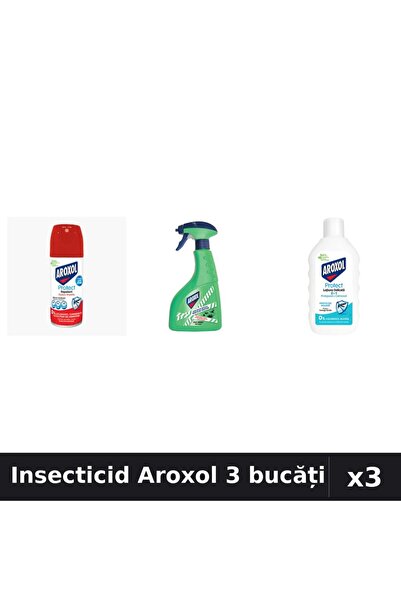 Aroxol Set 3 Spray Insecticid 100ml, 400ml - Loțiune Repelent 200ml - Anti In...