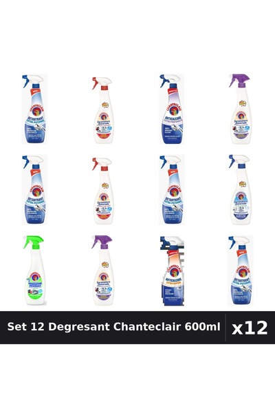 Chanteclair Top Bottom Set of 12 Universal Degreaser 600ml - Bicarbonate, Ext...