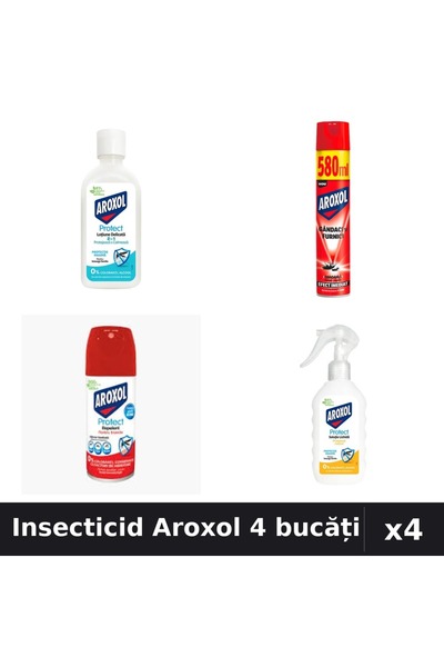 Aroxol Set 4 Insecticid - Loțiune Repelent și Spray - 85ml, 100ml, 200ml, 580ml