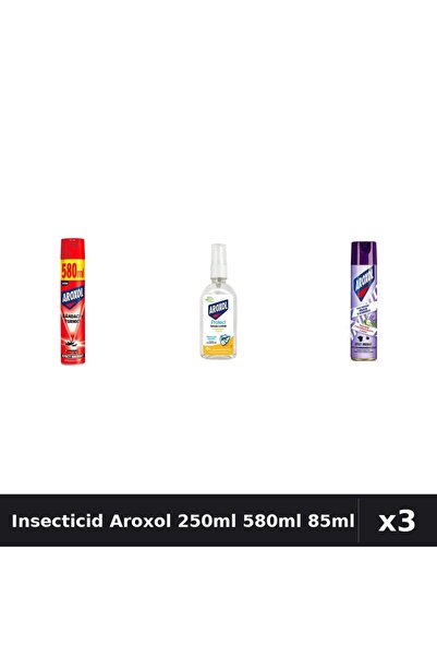 Aroxol Set 3 Insecticid 250ml + 580ml + Loțiune Repelent - Protecție Casa Efi...