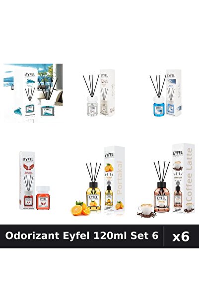 Eyfel Set 6 Odorizante Camera Betisoare - 6 Arome Asortate, 120ml Parfum