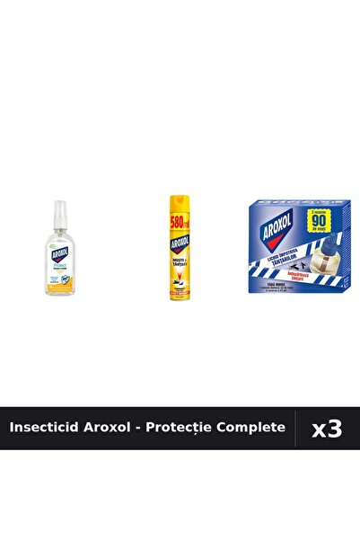 Aroxol Set 3 Insecticid - Loțiune 85ml, Spray 580ml, Aparat 45 Nopți