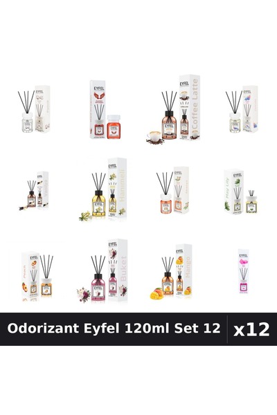 Eyfel Set 12 Odorizant Camera Betisoare 120ml - 12 Arome Asortate Parfum Intens