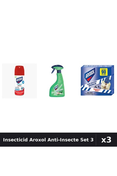 Aroxol Set 3 Insecticid - Spray 100ml, 400ml & Aparat Electric 45 Nopti