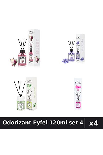 Eyfel Set 4 Odorizante Camera Betisoare 120ml - Bouquet, Lavanda, Iasomie, Bu...