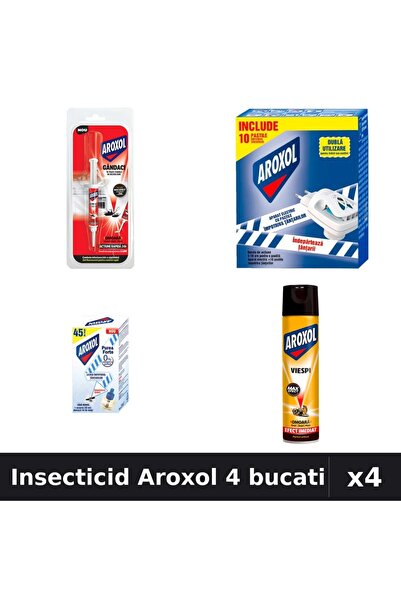 Aroxol Set 4 Insecticid - Pastile, Spray 400ml, Aparat Electric - Anti Insecte