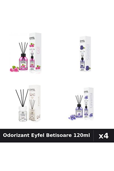 Eyfel Set 4 Odorizant Camera Betisoare - Trandafir, Zambile, Bumbac, Lavanda ...