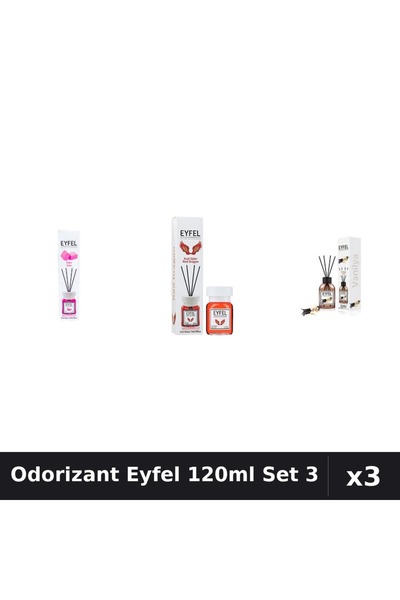Eyfel Set 3 Odorizant Camera Betisoare 120ml - Bubble Gum, Red Dragon, Vanilie