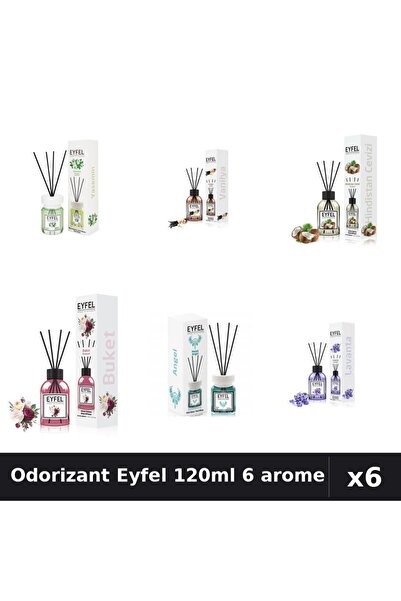 Eyfel Set 6 Odorizante Camera Betisoare 120ml - Angel, Bouquet, Iasomie, Lava...