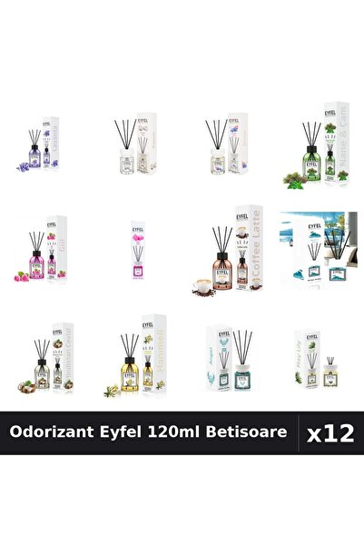 Eyfel Set 12 Odorizant Camera Betisoare 120ml - 12 Arome Asortate, Parfum Intens