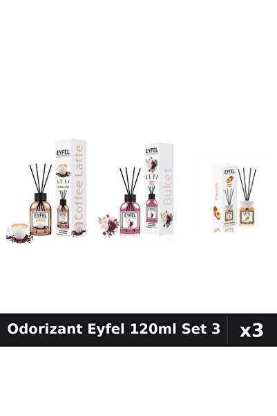 Eyfel Set 3 Odorizant Camera Betisoare 120ml - Cafea, Bouquet, Piersica