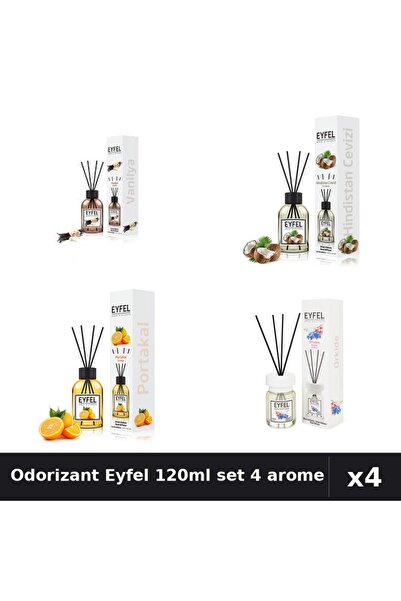 Eyfel Set 4 Odorizant Camera Betisoare 120ml - Vanilie, Nuca Cocos, Portocala...