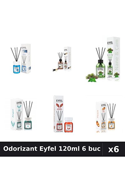 Eyfel Set 6 Odorizante Camera Betisoare - 6 Arome Asortate, 120ml Parfum