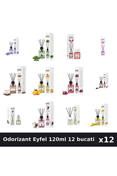 Eyfel Set 12 Odorizante Camera cu Betisoare 120ml - 12 Arome Asortate, Parfum...