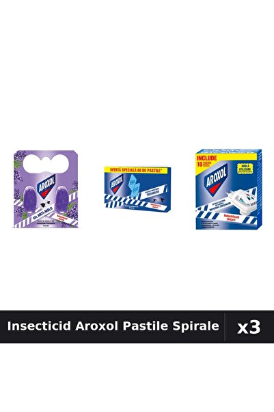 Aroxol Set 3 Insecticid Pastile/Spirale Anti-Insecte - 2+60 Bucati - Protecti...
