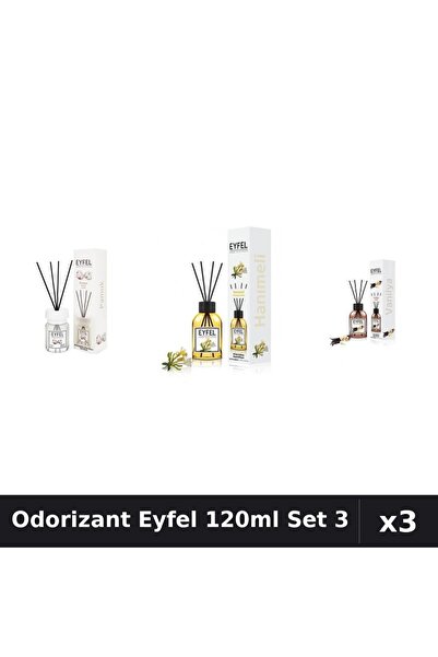 Eyfel Set 3 Odorizant Camera Betisoare 120ml - Bumbac, Mana Maicii Domnului, ...