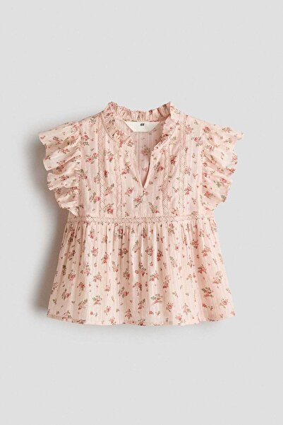 H&M Flutter-sleeved cotton blouse