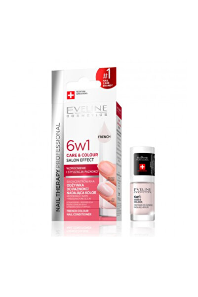 Eveline Tratament unghii 6 în 1, 5 ml, Îngrijire și Culoare French