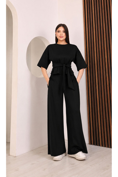 moda paketi Σετ με διπλό κοστούμι με λεπτομέρεια στον ιμάντα – Σετ με μπλούζα...