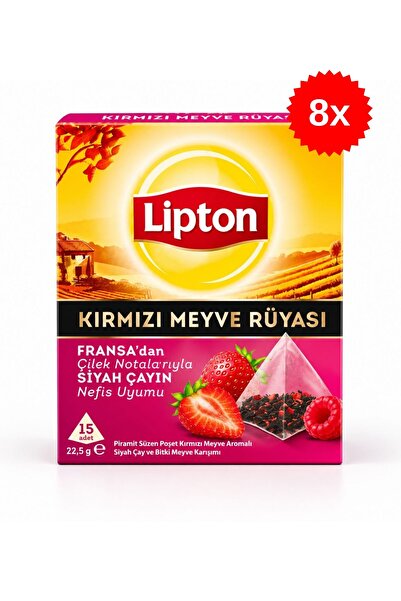 Lipton Piramit Süzen Poşet Kırmızı Meyve Aromalı 8 x Adet