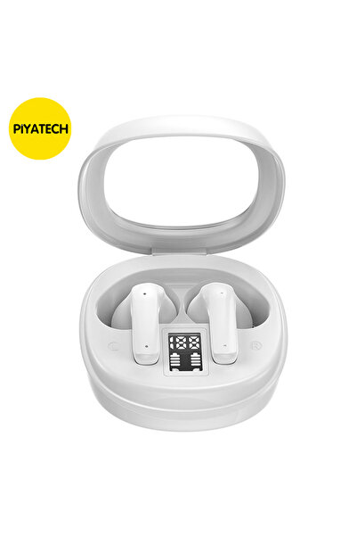 PİYATECH Dijital Ekranlı Şeffaf Kapaklı Kablosuz Bluetooth Kulaklık
