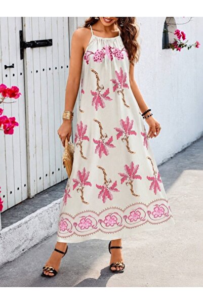 Simala Women's floral print long sleeve supreme dress with spaghetti straps a...