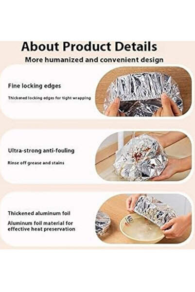 HİROS'H 20 Adet Alüminyum Tabak Bonesi Tazeliği Koruyan Tencere ve Tabak Bonesi Isı Yalıtımlı Kapak