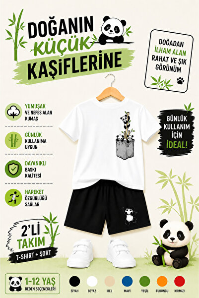 OVERMAX 🐼   Set pentru copii cu imprimeu Panda „Micii exploratori ai naturii...