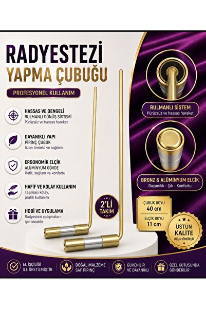Wedotr WEDO Rulmanlı Pirinç Radyestezi Çubuğu 2'li Set – 40 cm Pirinç Çubuk, ...