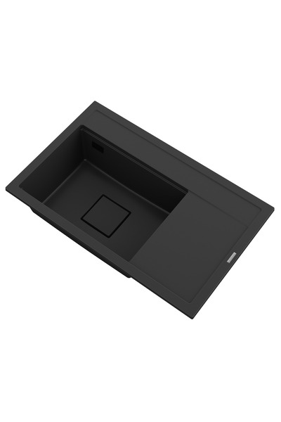 Granitan Chiuveta Granit Negru Rendo, 800x500 mm, cu o cuva si picurator, sif...